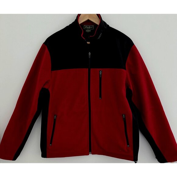 VTG Eddie Bauer Y2K Windcutter Fleece Jacket M Red Black Softshell Zip Outdoor - Picture 2 of 13